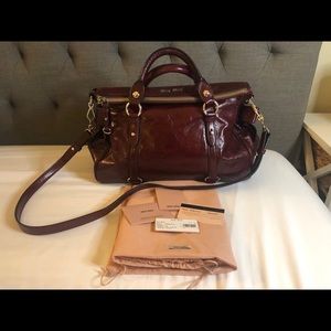 Miu Miu Burgundy Vitello Bow Bag